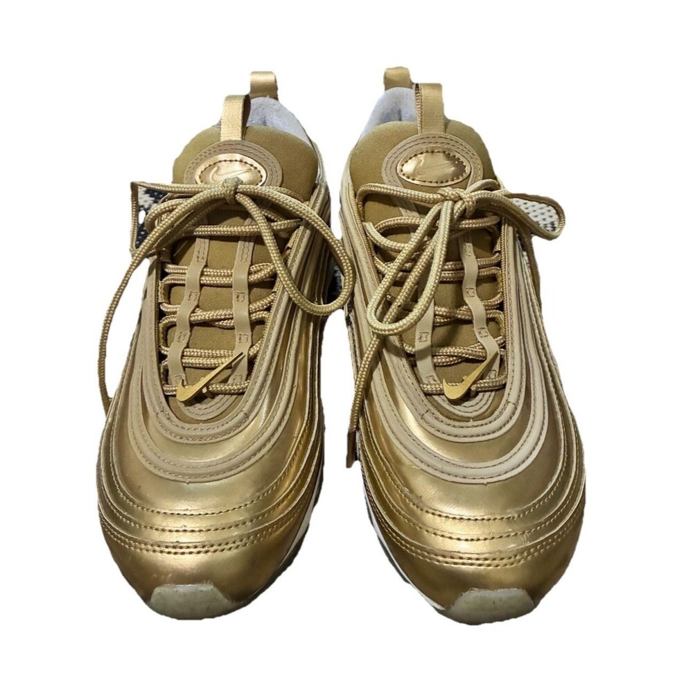 Nike Air Max 97 LX Metallic Gold/White Women's Lace-Up Sneakers CJ0625-700 Sz 8